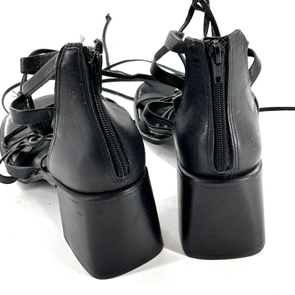 Steve Madden Cherri Sandals 9 Black NWOT Shoes Block Heel Strappy Ankle Tie - Picture 3 of 7